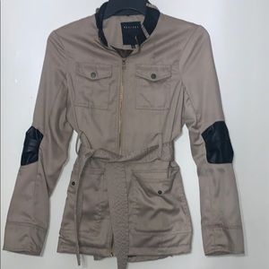 Tan leather padded jacket